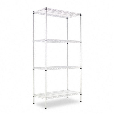 Picture of Alera SW503618SR Industrial Wire Shelving Starter Kit  4 Shelves  36w x 18d x 72h  Silver