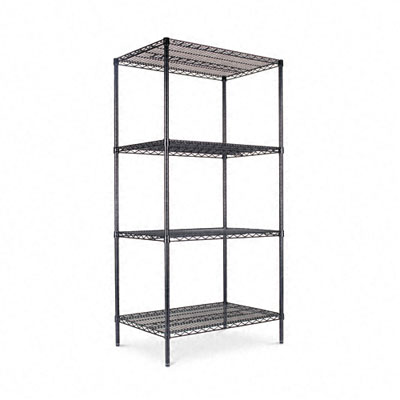 Picture of Alera SW503624BL Industrial Wire Shelving Starter Kit  4 Shelves  36w x 24d x 72h  Black