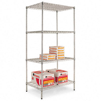 Picture of Alera SW503624SR Industrial Wire Shelving Starter Kit  4 Shelves  36w x 24d x 72h  Silver