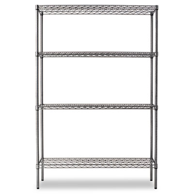 Picture of Alera SW504818BA Industrial Wire Shelving Starter Kit  Four Shelves  48w x 18d x 72h  Black