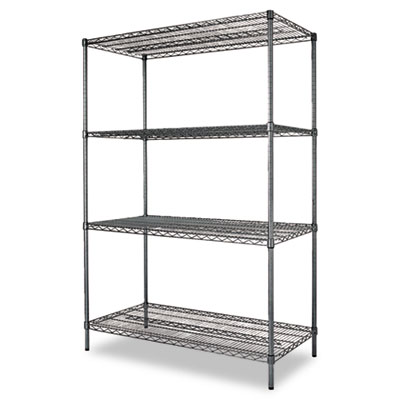 Picture of Alera SW504824BA Industrial Wire Shelving Starter Kit  Four Shelves  48w x 24d x 72h  Black