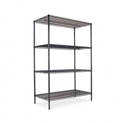 Picture of Alera SW504824BL Industrial Wire Shelving Starter Kit  4 Shelves  48w x 24d x 72h  Black