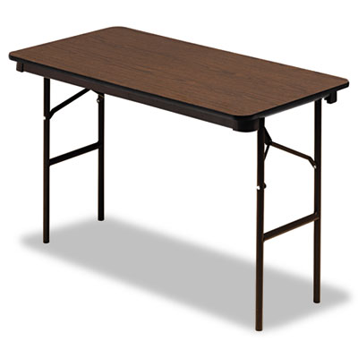 Economy Folding Table - Walnut - 24in. x 48in. - Durable Melamine Surface