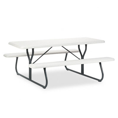 Indestruc-Tables Too Picnic Bench Table Rect 72w x 30d Platinum