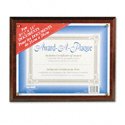 Picture of Nu-Dell 18811M Award-A-Plaque Document Holder  Acrylic/Plastic  10-1/2 x 13  Walnut