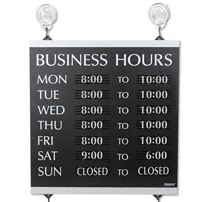 Picture of US Stamp 4247 Business Hours Sign  Plastic-Push Characters  Heavy-Duty Plastic  13 x 14
