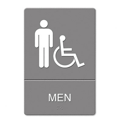 Picture of US Stamp 4815 ADA Restroom Sign  Men Wheelchair Accessible Symbol  Molded Plastic  6 x 9