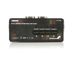 4 Port Mini USB KVM Kit with Cables and Audio Switching
