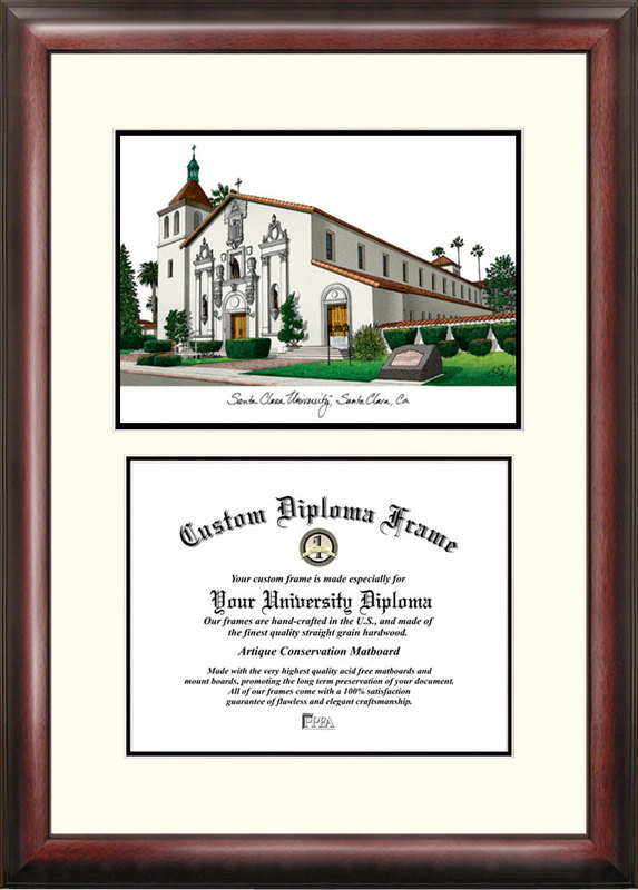 Picture of Campus Images CA930V Santa Clara University Scholar Framed Lithograph with Diploma