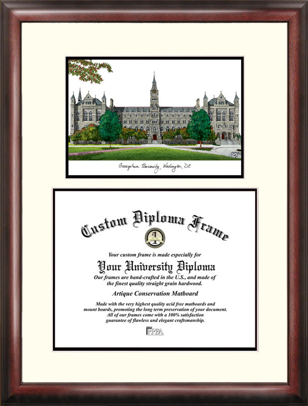 Picture of Campus Images DC996V Georgetown University &quot;Scholar&quot; Lithograph and Diploma Frame