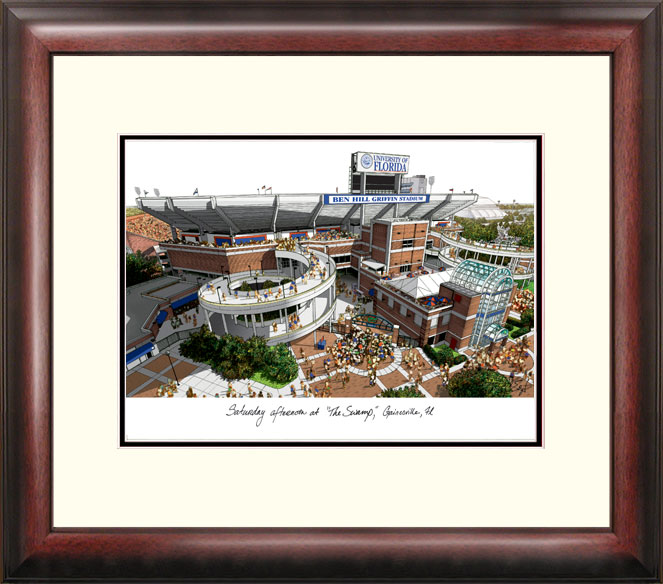 University of Florida  Lithograph - Mahogany Frame with Black Edge - 18'' x 14''