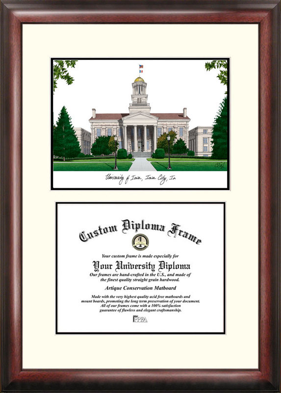 Picture of Campus Images IA995V 18&quot; x 24&quot; University of Lowa Scholar Lithograph Framed with Diploma