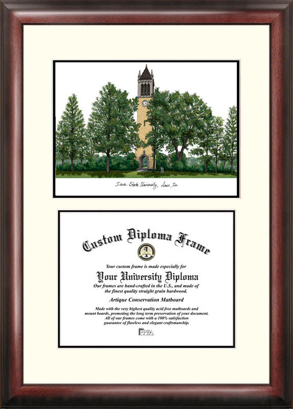 IA998V Iowa State University "Scholar" Lithograph and Diploma Frame