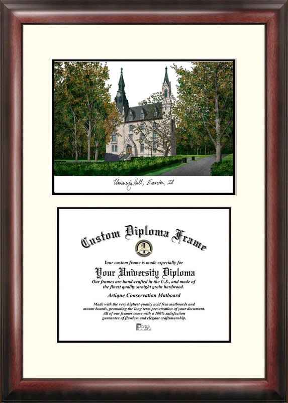 IL971V Northwestern University "Scholar" Lithograph and Diploma Frame