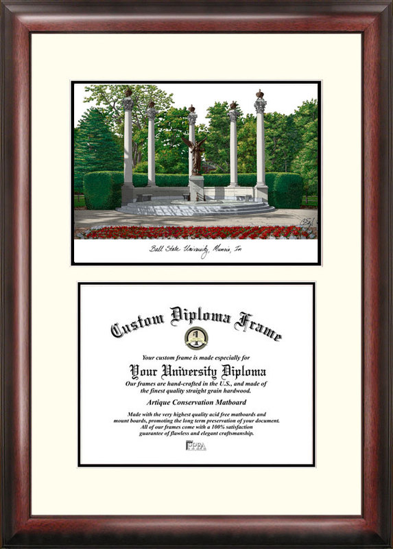 IN985V Ball State University "Scholar" Lithograph and Diploma Frame