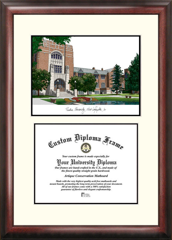 Purdue University Scholar Framed Lithograph with Diploma