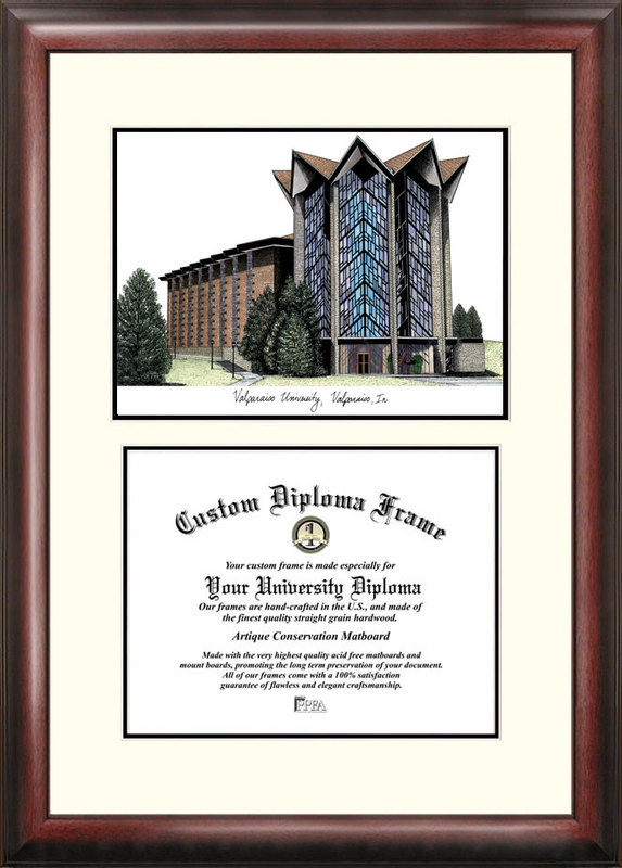 Valparaiso University "Scholar" Lithograph and Diploma Frame