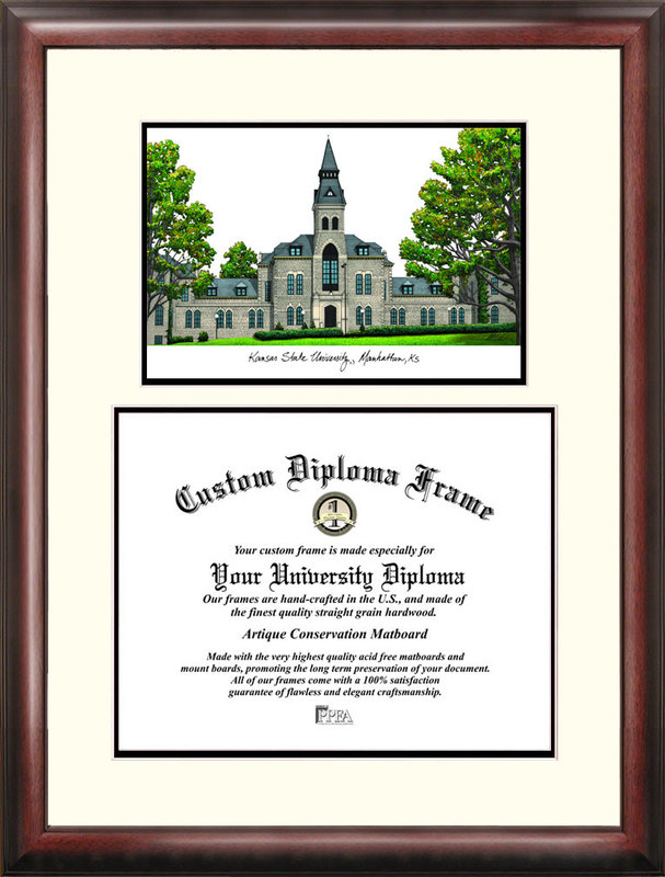 Kansas State University "Scholar" Lithograph and Diploma Frame