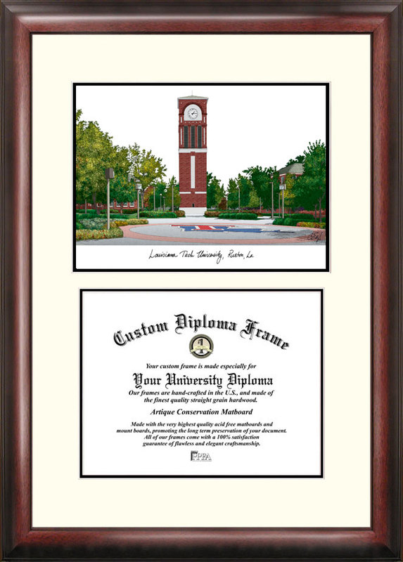 18" x 24" Louisiana Tech University Scholar Framed - Satin Stain Mahogany