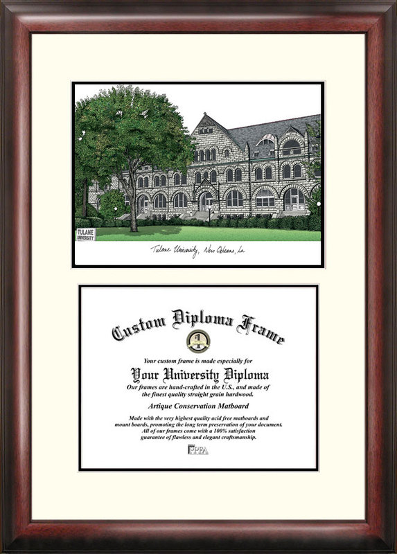 LA995V Tulane University Scholar Lithograph Framed with Diploma