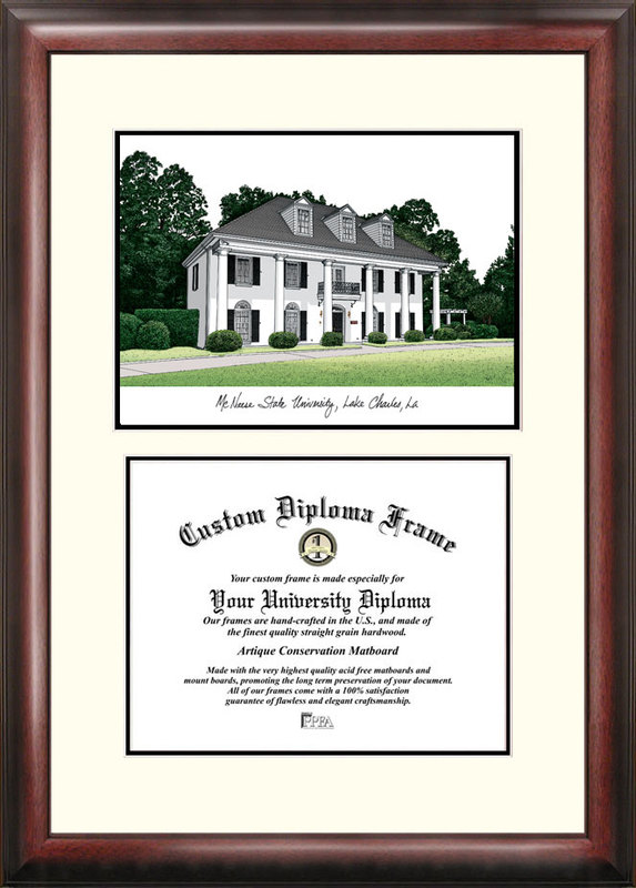 LA996V Mcneese State University "Scholar" Lithograph and Diploma Frame