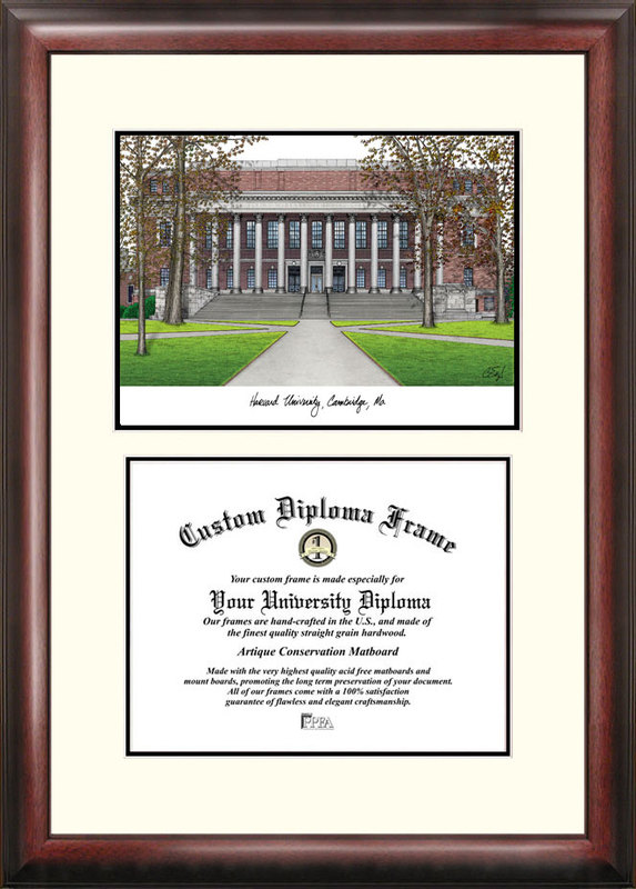 MA992V Harvard University Scholar Framed Lithograph with Diploma