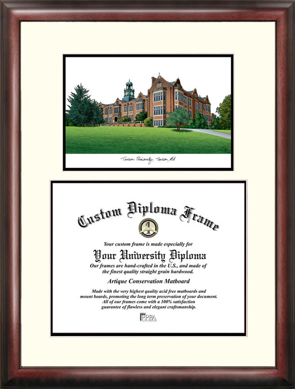 Towson University Scholar Framed Lithograph with Diploma