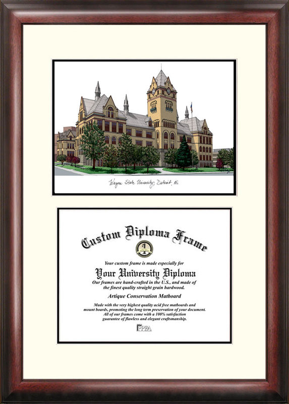 14" x 10" Wayne State University Lithograph Frame