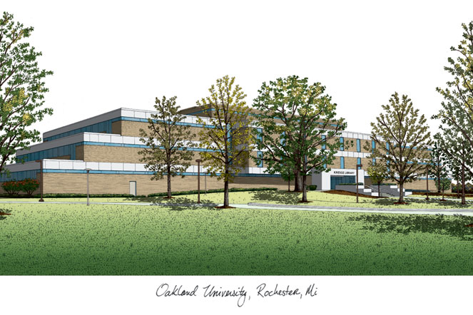 Oakland  University  Lithograph Print