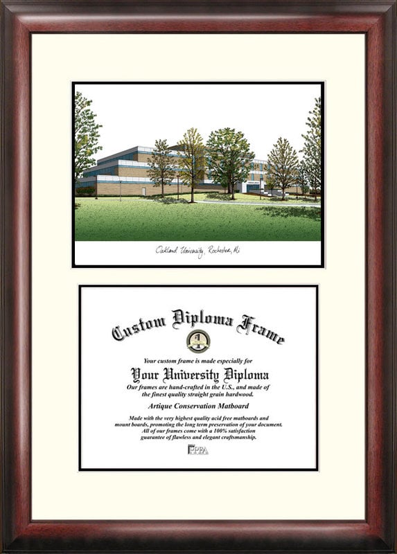 Oakland University "Scholar" Lithograph and Diploma Frame