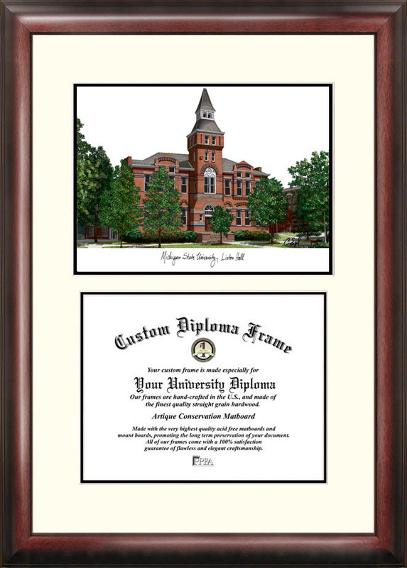 MI988V Michigan State University Scholar Framed - Satin Stain Mahogany