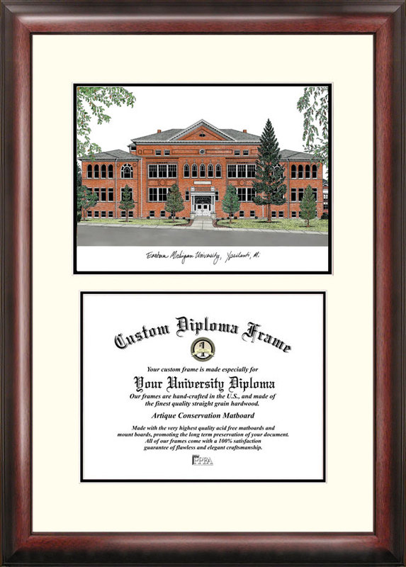 Eastern Michigan University Scholar Stain Mahogany Frame