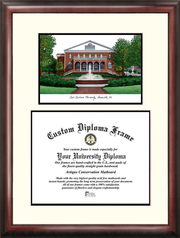 East Carolina University Scholar Lithograph and Diploma Frame - Mahogany