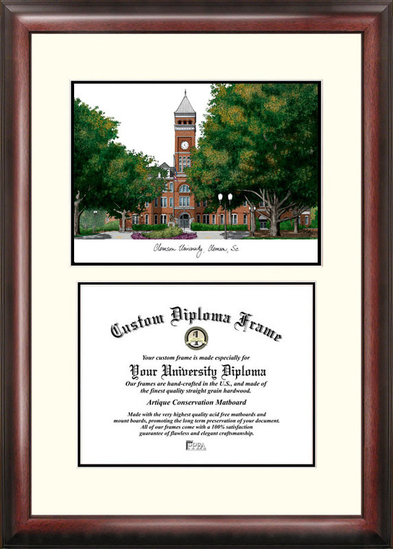 18" x 24" Clemson University Scholar Lithograph Framed with Diploma