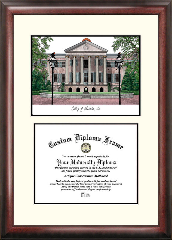 College of Charleston "Scholar" Lithograph and Diploma Frame