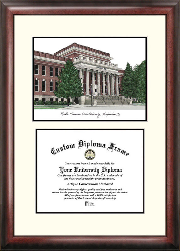 Middle Tennessee State University "Scholar" Lithograph and Diploma Frame