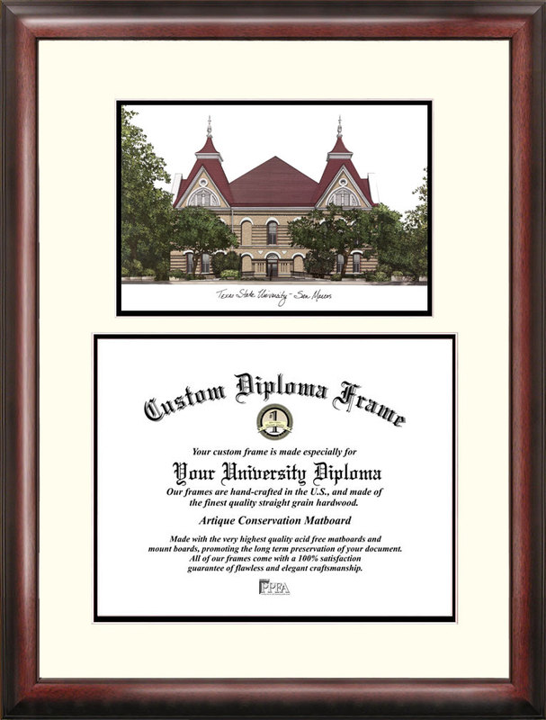 Texas State San MarcosScholar Diploma Frame Lithograph with Diploma