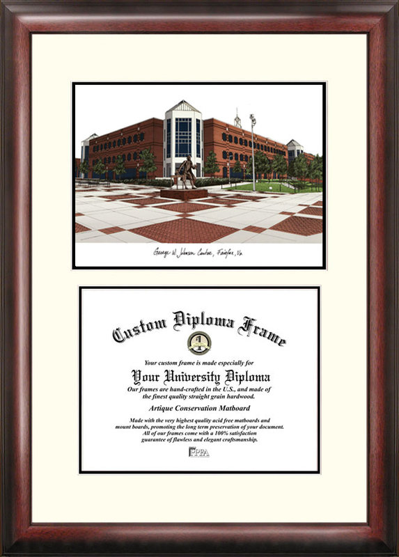 VA997V George Mason University "Scholar" Lithograph and Diploma Frame