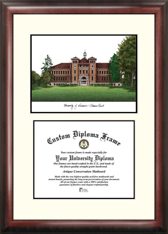 WI993V University of Wisconsin  Stevens Point "Scholar" Lithograph Frame