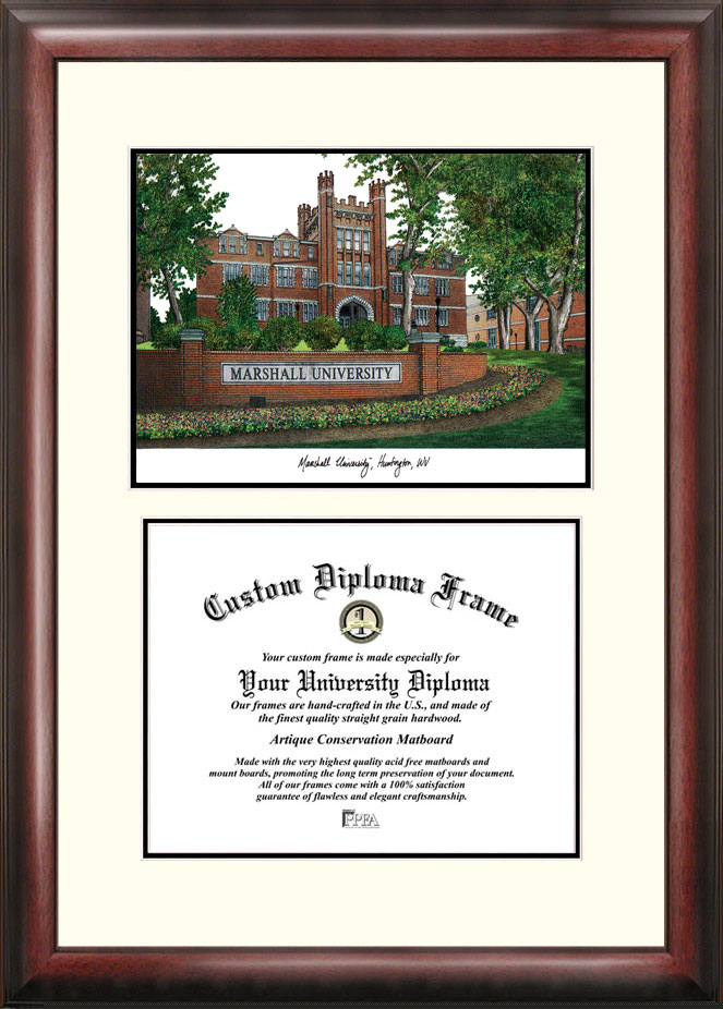 18" x 24" Marshall University Scholar Framed Lithograph with Diploma