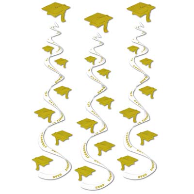Picture of Beistle - 50071-GD - Printed Grad Cap Whirls - Pack of 6