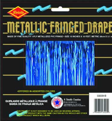 DDI 1907626 Packaged 1-Ply FR Metallic Fringe Drape - Blue Case of 6