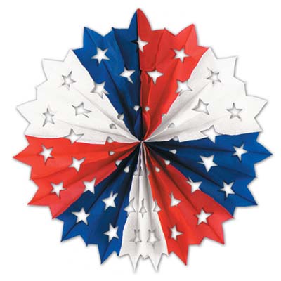 Beistle -  - Red White And Blue Star Fan- Pack of 12