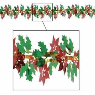 Picture of Beistle - 20284 - Poinsettia And Holly Garland-Column- Pack of 12