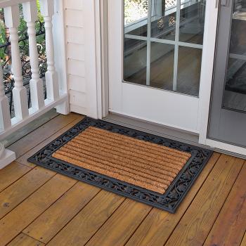 Ivy Leaf Cocoa Mat - Brown - 24 x 36 Inches - Non-Slip Rubber Backing