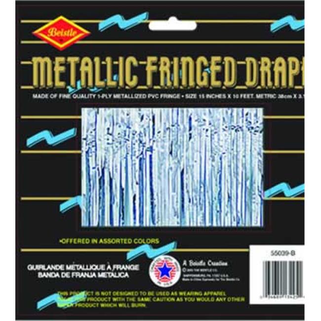 DDI 1907634 Packaged 1-Ply FR Metallic Fringe Drape - Silver Case of 6