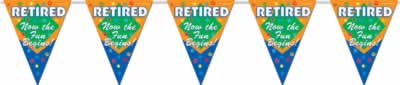 Picture of Beistle - 50103 - Retired Now The Fun Begins Pennant Banner- Pack of 12