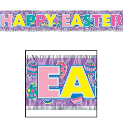 Picture of Beistle - 40880 - Metallic Happy Easter Fringe Banner- Pack of 12