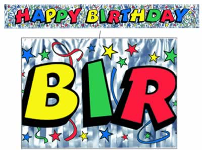 Picture of Beistle - 50880 - Metallic Happy Birthday Fringe Banner- Pack of 12