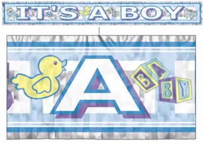Picture of Beistle - 50884 - Metallic Its A Boy Fringe Banner- Pack of 12